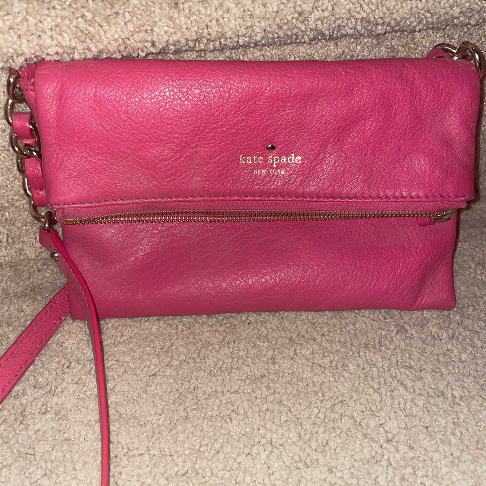 Pink flap fold over crossbody Kate Spade Purse
